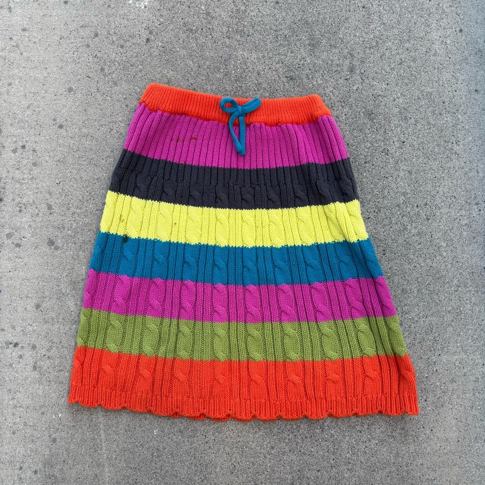 VTG  The Childrens Place Girls Size 5 Cable Knit Rainbow Stripe Sweater Skirt